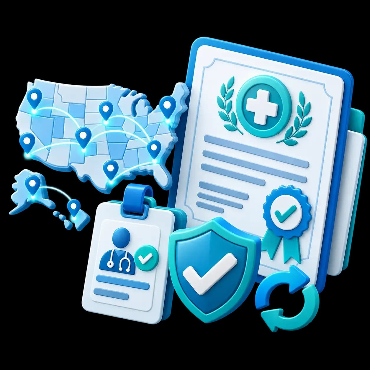 CodeCure AI credentialing and state licensing services showing provider verification, medical credentials, and multi-state licensing support.