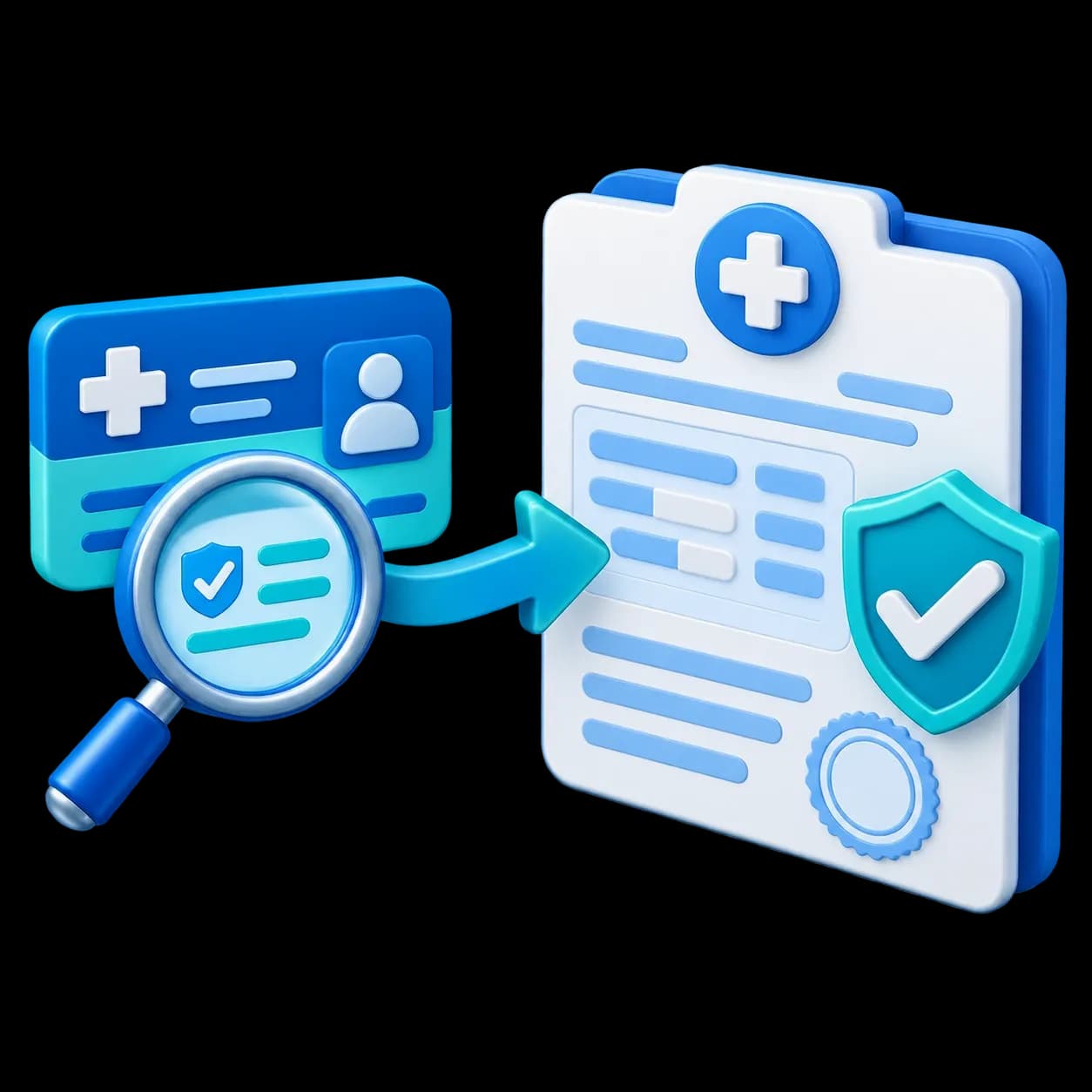 CodeCure AI illustration of insurance benefits verification and medical prior authorization management.